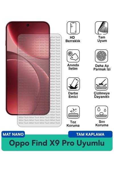 Milat Tech طبقة حماية شاشة نانو غير لامعة لهاتف أوبو فايند إكس 9 برو، مقاومة ...