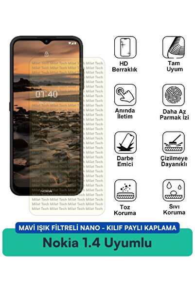 Milat Tech فلتر الضوء الأزرق لهاتف نوكيا 1.4، غطاء نانو متوافق مع طبقة حماية ...