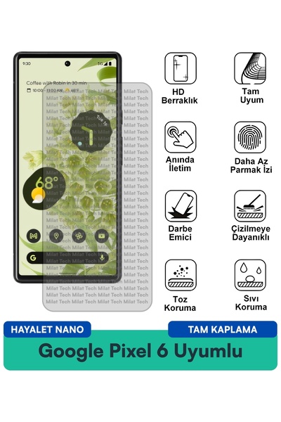 Milat Tech فيلم حماية للشاشة من جوجل بيكسل 6 فانتوم نانو مقاوم للبقع والخدوش
