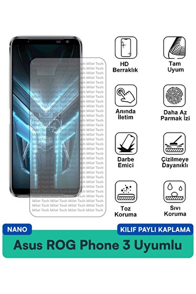 Milat Tech غطاء حماية نانو لهاتف Asus ROG متوافق مع فيلم حماية الشاشة مقاوم ل...