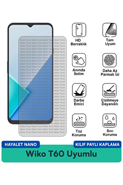 Milat Tech غطاء حماية شاشة متوافق مع هاتف Wiko T60 Hayalet Nano مقاوم للخدوش ...