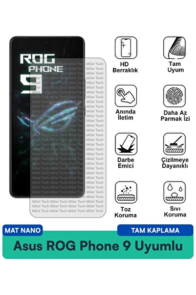 Milat Tech طبقة حماية للشاشة من نوع Asus ROG Phone 9 Mat Nano مقاومة للخدوش و...
