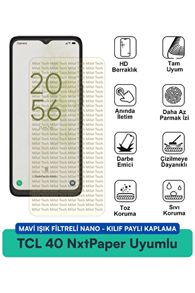 Milat Tech غطاء حماية نانو متوافق مع هاتف TCL 40 NxtPaper مع فلتر الضوء الأزر...