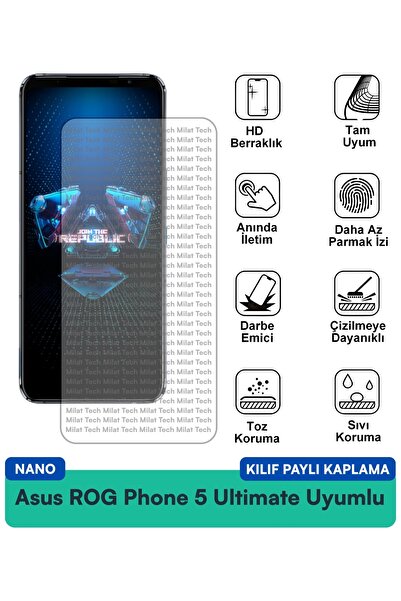 Milat Tech غطاء حماية شاشة متوافق مع هاتف Asus ROG Phone 5 Nano مقاوم للخدوش ...