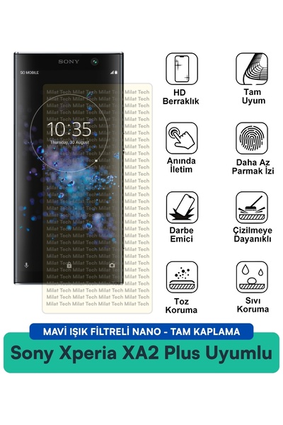 Milat Tech طبقة حماية للشاشة نانو لهاتف Sony Xperia XA2 Plus مع فلتر الضوء ال...