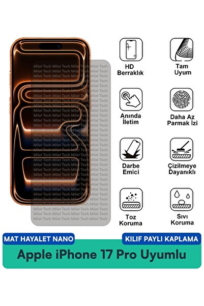 Milat Tech غطاء حماية نانو متوافق مع هاتف آيفون 17 برو من أبل، يقلل من انعكاس...