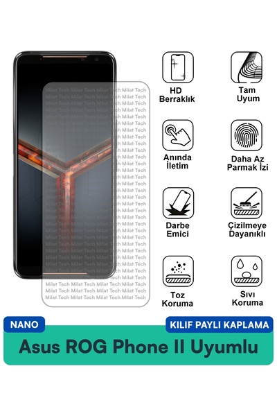 Milat Tech غطاء حماية نانو لهاتف Asus ROG Phone 9 Pro متوافق مع طبقة حماية ال...