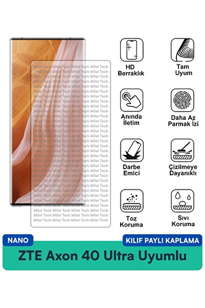 Milat Tech حافظة ZTE Axon 40 Ultra Nano متوافقة مع طبقة حماية للشاشة وحساسية ...