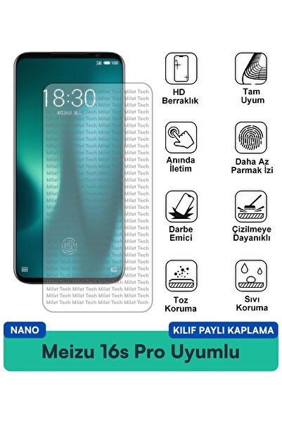 Milat Tech حافظة Meizu 16s Pro Nano متوافقة مع طبقة حماية الشاشة، هيكل مرن شف...