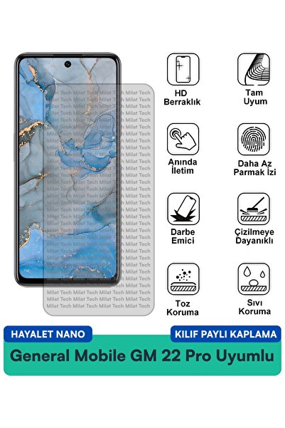 Milat Tech حافظة جنرال موبايل GM 22 Pro Hayalet Nano متوافقة مع طبقة حماية ال...
