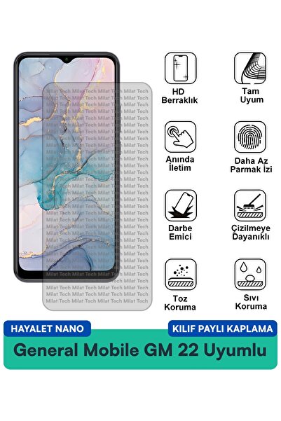 Milat Tech غطاء حماية شاشة متوافق مع هاتف General Mobile GM 22 Hayalet Nano، ...