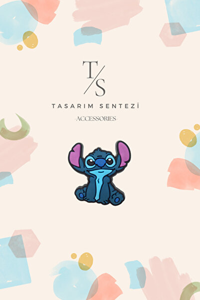 Tasarım Sentezi Rozet Silikon Broş Stitch Lilo Mavi Stiç Koala Yaka Çanta Kıy...