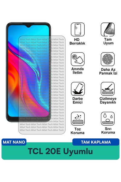 Milat Tech طبقة حماية للشاشة من TCL 20E Mat Nano مقاومة للخدوش ولا تترك بصمات...