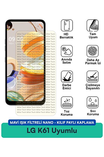 Milat Tech فلتر الضوء الأزرق LG K61، غطاء نانو متوافق مع طبقة حماية الشاشة، م...