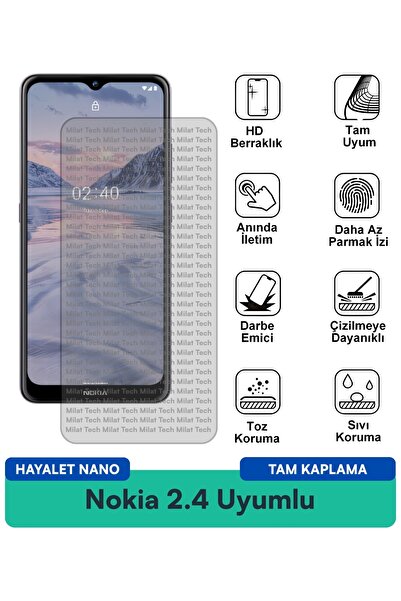 Milat Tech فيلم حماية الشاشة نوكيا 2.4 هايلايت نانو مقاوم لبصمات الأصابع والب...