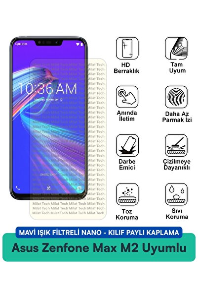 Milat Tech حافظة نانو متوافقة مع هاتف Asus Zenfone Max M2 مع فلتر الضوء الأزر...