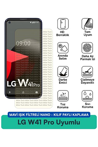 Milat Tech غطاء حماية نانو متوافق مع هاتف LG W41 Pro مع فلتر الضوء الأزرق، مق...