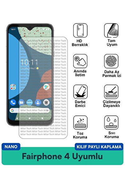 Milat Tech غطاء حماية شاشة متوافق مع هاتف Fairphone 4 Nano، مقاوم للخدش، مقاو...