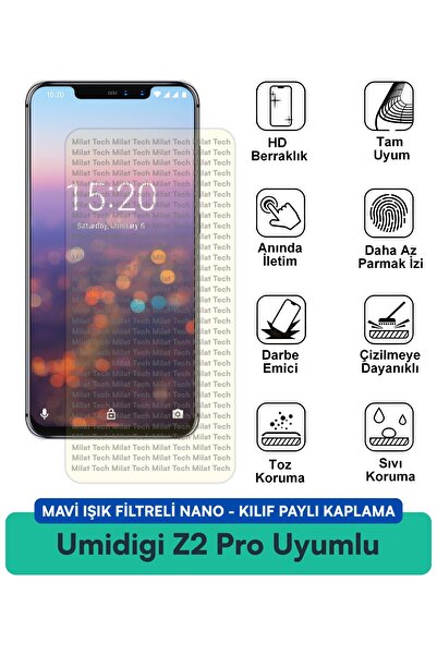 Milat Tech حافظة نانو متوافقة مع فلتر الضوء الأزرق من Umidigi Z2 Pro، طبقة حم...