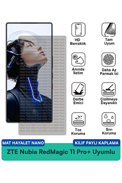 Milat Tech حافظة ZTE Nubia RedMagic 11 Pro+ Mat Ghost Nano متوافقة مع طبقة حم...