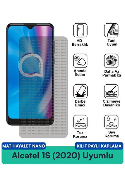 Milat Tech حافظة Alcatel 1S (2020) Matte Ghost Nano متوافقة مع طبقة حماية الش...