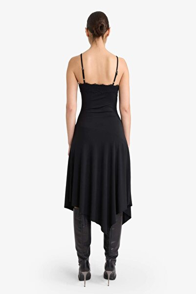 DeFacto Новогодишна рокля с А-силует, V-образно деколте, разрез в долната част и без презрамки G5941AX25WN