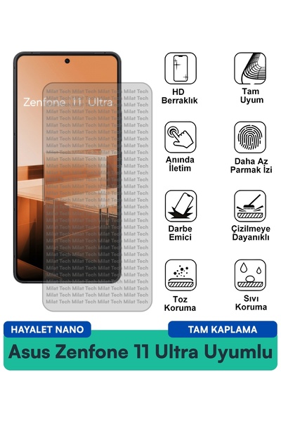 Milat Tech طبقة حماية للشاشة من Asus Zenfone 11 Ultra Ghost Nano مقاومة للخدو...