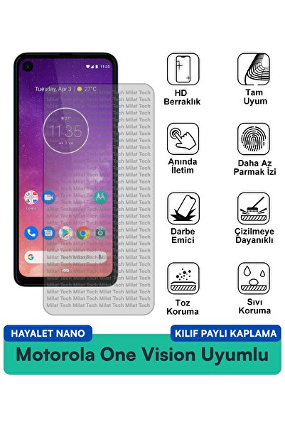 Milat Tech حافظة Motorola One Vision Ghost Nano متوافقة مع طبقة حماية الشاشة،...