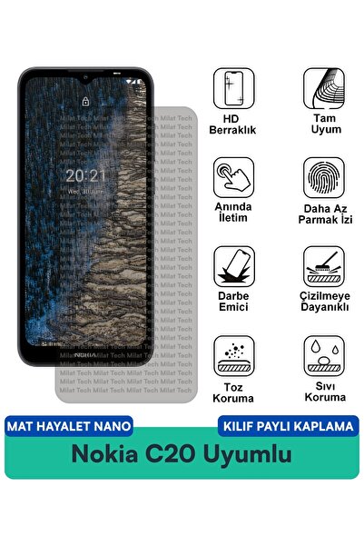 Milat Tech حافظة نوكيا C20 مات هايت نانو متوافقة مع طبقة حماية الشاشة مقاومة ...