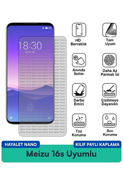 Milat Tech غطاء حماية Meizu 16s Ghost Nano متوافق مع طبقة حماية الشاشة مقاومة...