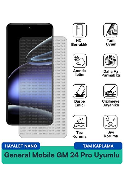 Milat Tech فيلم حماية الشاشة جنرال موبايل GM 24 Pro Hayalet Nano مقاوم للخدوش...
