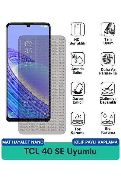 Milat Tech حافظة TCL 40 SE Matte Ghost Nano متوافقة مع واقي الشاشة يقلل من ال...