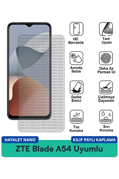 Milat Tech حافظة ZTE Blade A54 Ghost Nano متوافقة مع فيلم حماية الخصوصية مضاد...