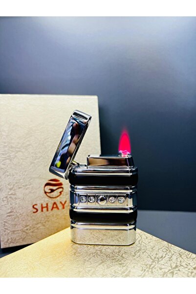 Shayu Pilli Ateşleme Kırmızı Alevli Gazlı Rüzgara Dayanıklı Lüks Çakmak