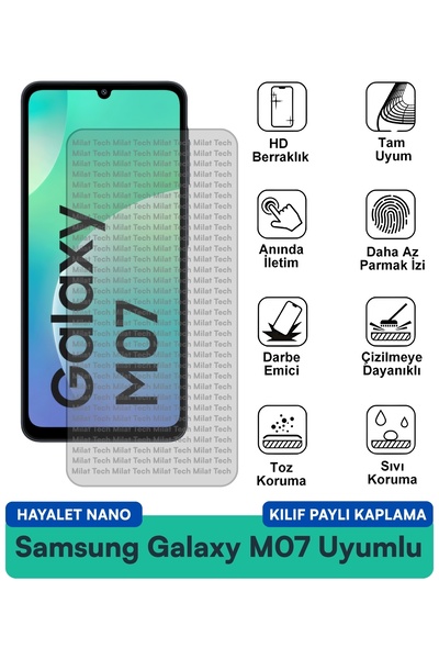 Milat Tech حافظة سامسونج جالاكسي M07 هايلايت نانو متوافقة مع الحماية من البقع...
