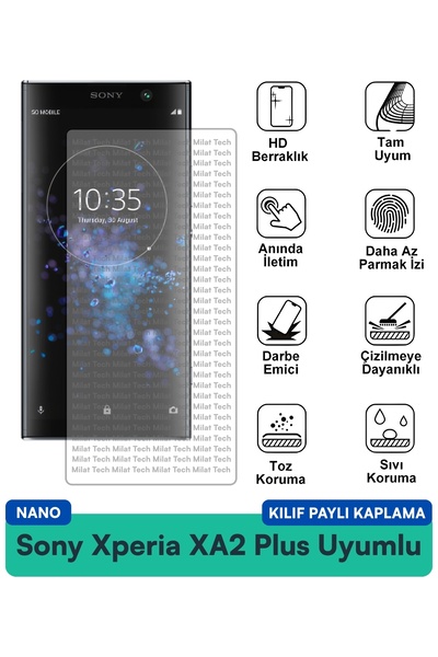 Milat Tech Sony Xperia Xa2 Plus Nano Case Compatible Screen Protection Film T...