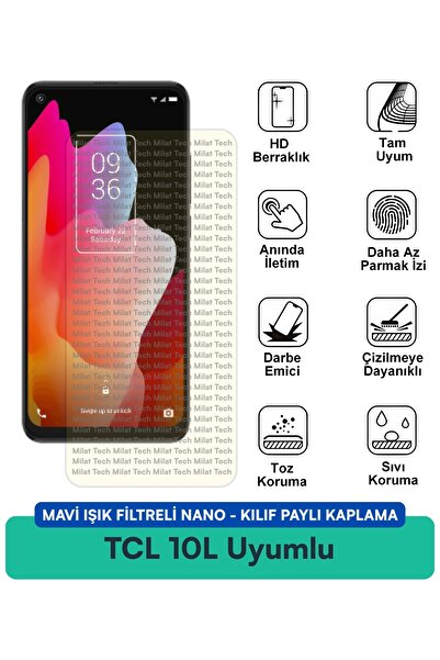Milat Tech غطاء حماية نانو مزود بفلتر الضوء الأزرق من TCL 10L متوافق مع طبقة ...