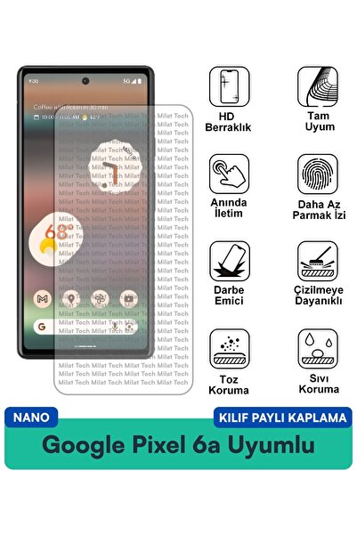 Milat Tech غطاء حماية نانو لهاتف جوجل بيكسل 6a متوافق مع طبقة حماية الشاشة مق...