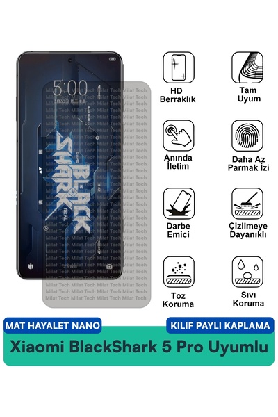 Milat Tech غطاء حماية شاشة متوافق مع هاتف Xiaomi Black Shark 5 Pro Mat Hayale...