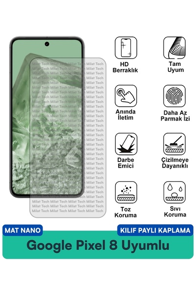 Milat Tech غطاء حماية نانو ماتي لهاتف جوجل بيكسل 8، متوافق مع طبقة حماية الشا...