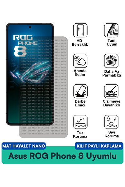 Milat Tech حافظة Asus ROG Phone 8 Matte Ghost Nano متوافقة مع طبقة حماية الشا...