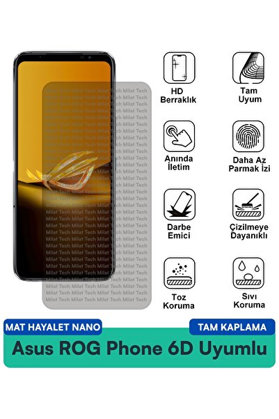 Milat Tech طبقة حماية للشاشة من نوع Asus ROG Phone 6D Mat Hayalet Nano مقاومة...