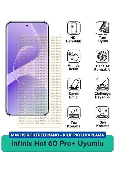 Milat Tech حافظة نانو متوافقة مع هاتف Infinix Hot 60 Pro+ مع فلتر الضوء الأزر...