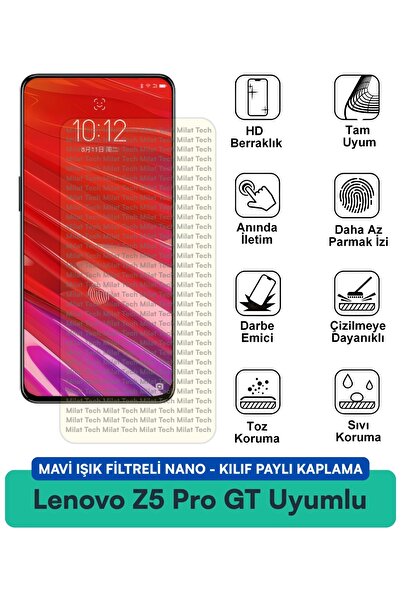 Milat Tech غطاء حماية نانو متوافق مع هاتف لينوفو Z5 برو مع فلتر الضوء الأزرق،...