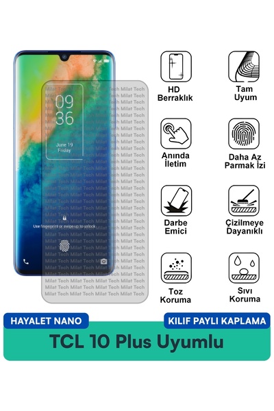 Milat Tech حافظة TCL 10 Plus Hayalet Nano متوافقة مع الحماية من البقع ومضادة ...
