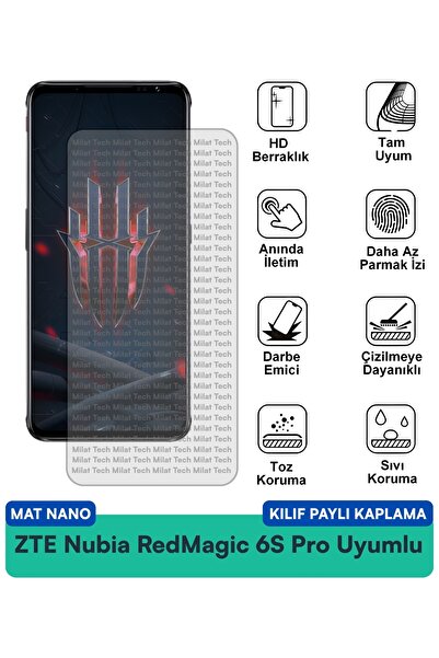Milat Tech حافظة ZTE Nubia RedMagic 6R Matte Nano متوافقة مع طبقة حماية الشاش...