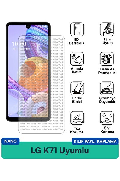 Milat Tech غطاء حماية نانو لهاتف إل جي كيه 71 متوافق مع فيلم حماية الشاشة، شف...