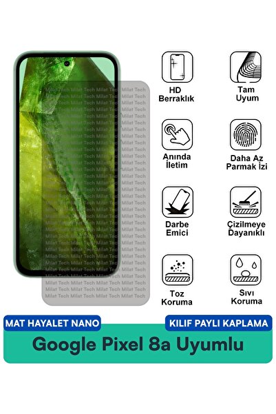 Milat Tech غطاء حماية نانو متوافق مع هاتف جوجل بيكسل 8a مات هايت، فيلم حماية ...