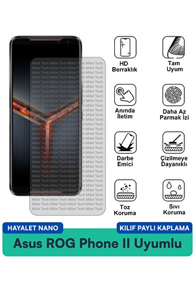 Milat Tech حافظة Asus ROG Phone II Hayalet Nano متوافقة مع طبقة حماية الشاشة ...