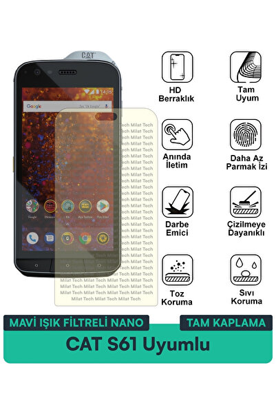 Milat Tech طبقة حماية للشاشة نانو لـ CAT S61 مع فلتر الضوء الأزرق تمنع بصمات ...